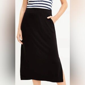 NWT LOU & GREY Womens Signaturesoft Lite Pocket Midi‎ Skirt Size XL Black Office